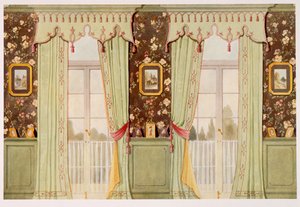 Eleganta salongsgardiner med utarbetad pelmet
